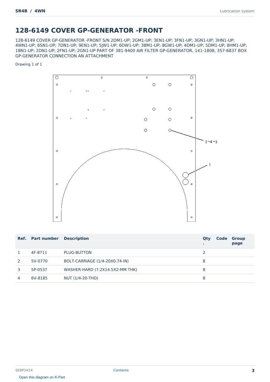 Caterpillar SR4B S/N 4WN Partsbook SEBP2414 (English) - sample page 3 of 10 Caterpillar SR4B S/N 4WN Partsbook SEBP2414 (English) - sample page 3 of 10