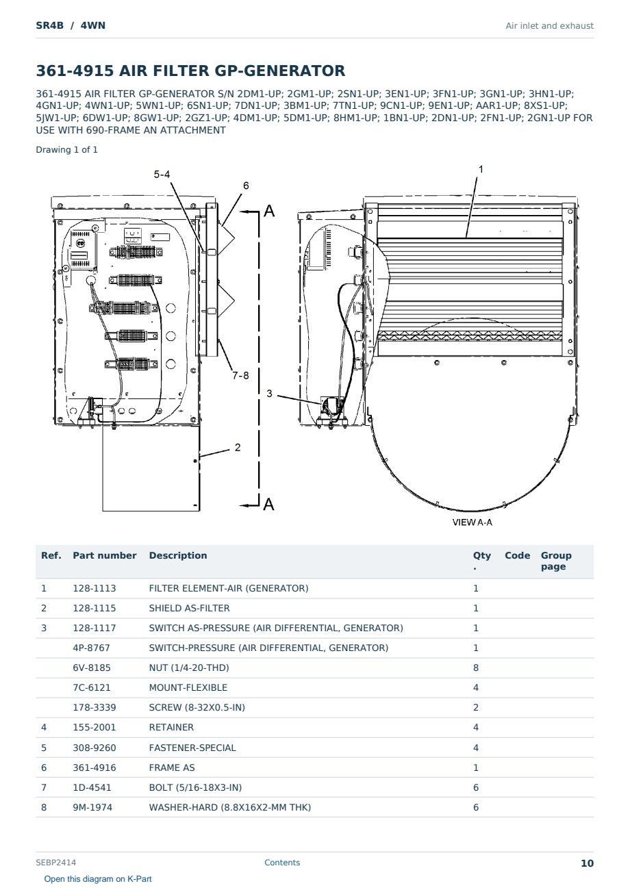 Caterpillar SR4B S/N 4WN Partsbook SEBP2414 (English) - sample page 10 of 10 Caterpillar SR4B S/N 4WN Partsbook SEBP2414 (English) - sample page 10 of 10