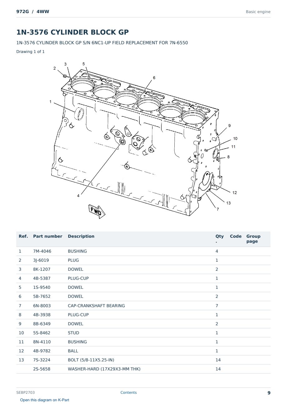 Caterpillar 972G S/N 4WW Partsbook SEBP2703 (English) - sample page 9 of 10 Caterpillar 972G S/N 4WW Partsbook SEBP2703 (English) - sample page 9 of 10