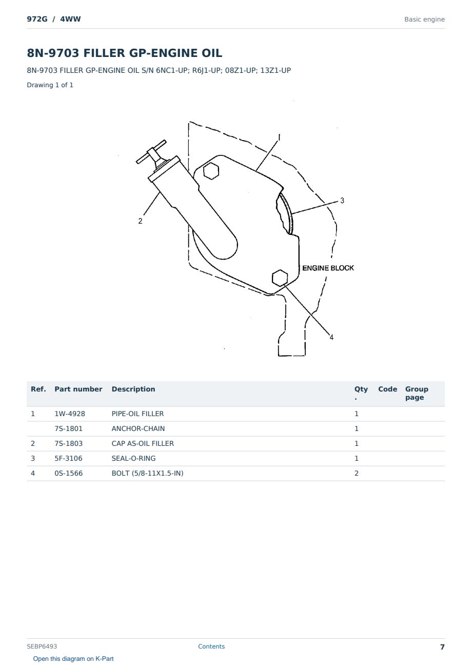Caterpillar 972G S/N 4WW Partsbook SEBP6493 (English) - sample page 7 of 10 Caterpillar 972G S/N 4WW Partsbook SEBP6493 (English) - sample page 7 of 10