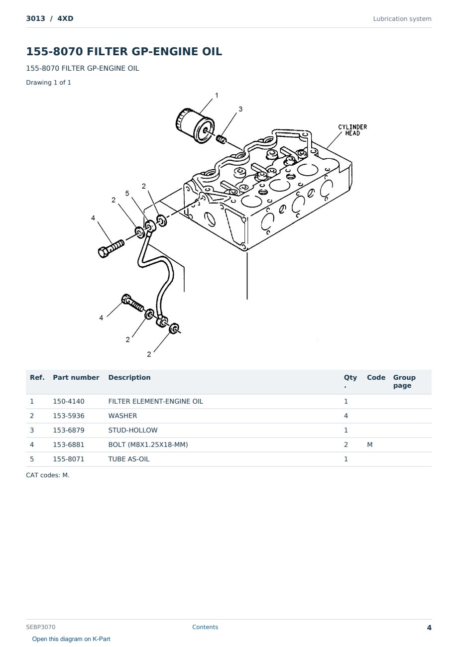 Caterpillar 3013 S/N 4XD Partsbook SEBP3070 (English) - sample page 4 of 10 Caterpillar 3013 S/N 4XD Partsbook SEBP3070 (English) - sample page 4 of 10