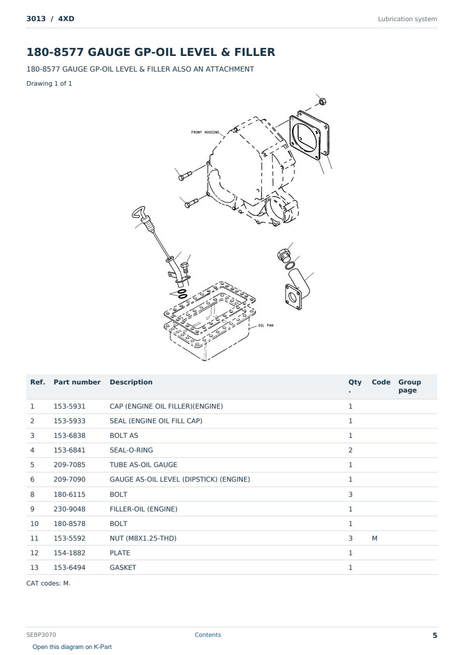 Caterpillar 3013 S/N 4XD Partsbook SEBP3070 (English) - sample page 5 of 10 Caterpillar 3013 S/N 4XD Partsbook SEBP3070 (English) - sample page 5 of 10