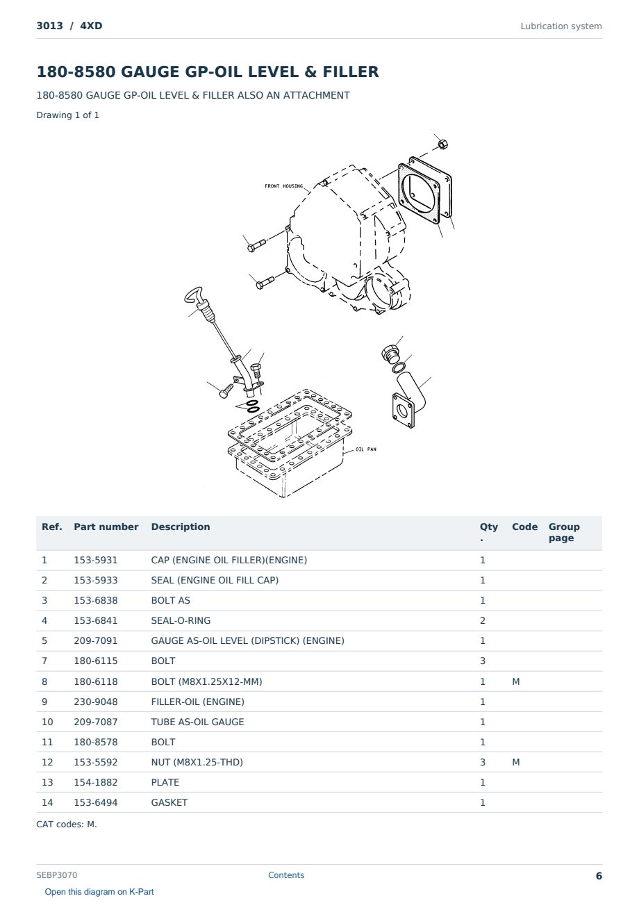 Caterpillar 3013 S/N 4XD Partsbook SEBP3070 (English) - sample page 6 of 10 Caterpillar 3013 S/N 4XD Partsbook SEBP3070 (English) - sample page 6 of 10
