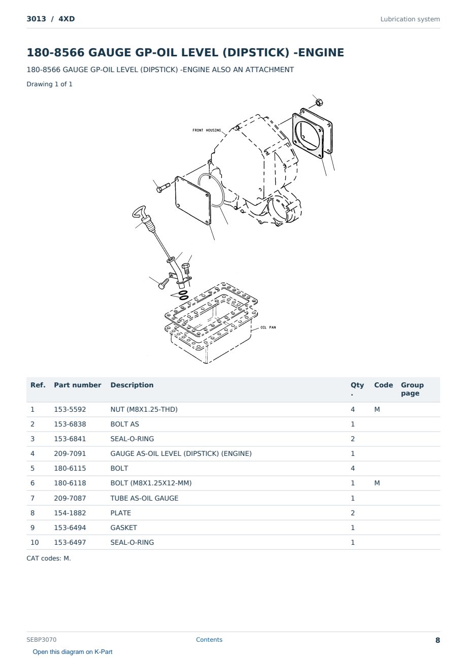 Caterpillar 3013 S/N 4XD Partsbook SEBP3070 (English) - sample page 8 of 10 Caterpillar 3013 S/N 4XD Partsbook SEBP3070 (English) - sample page 8 of 10