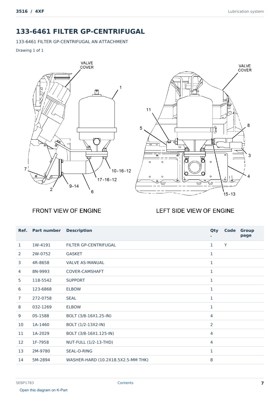 Caterpillar 3516 S/N 4XF Partsbook SEBP1783 (English) - sample page 7 of 10 Caterpillar 3516 S/N 4XF Partsbook SEBP1783 (English) - sample page 7 of 10