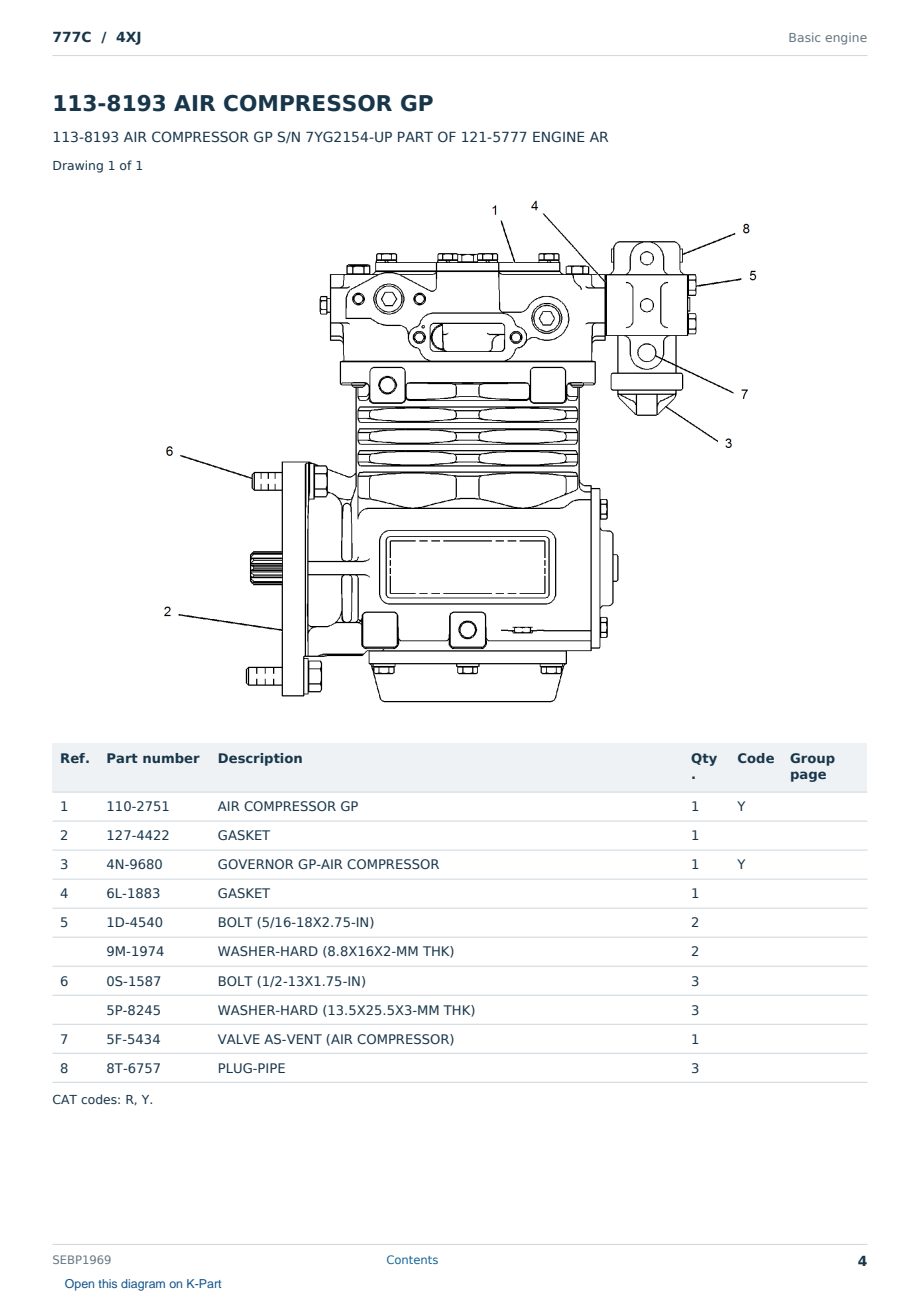 Caterpillar 777C S/N 4XJ Partsbook SEBP1969 (English) - sample page 4 of 10 Caterpillar 777C S/N 4XJ Partsbook SEBP1969 (English) - sample page 4 of 10