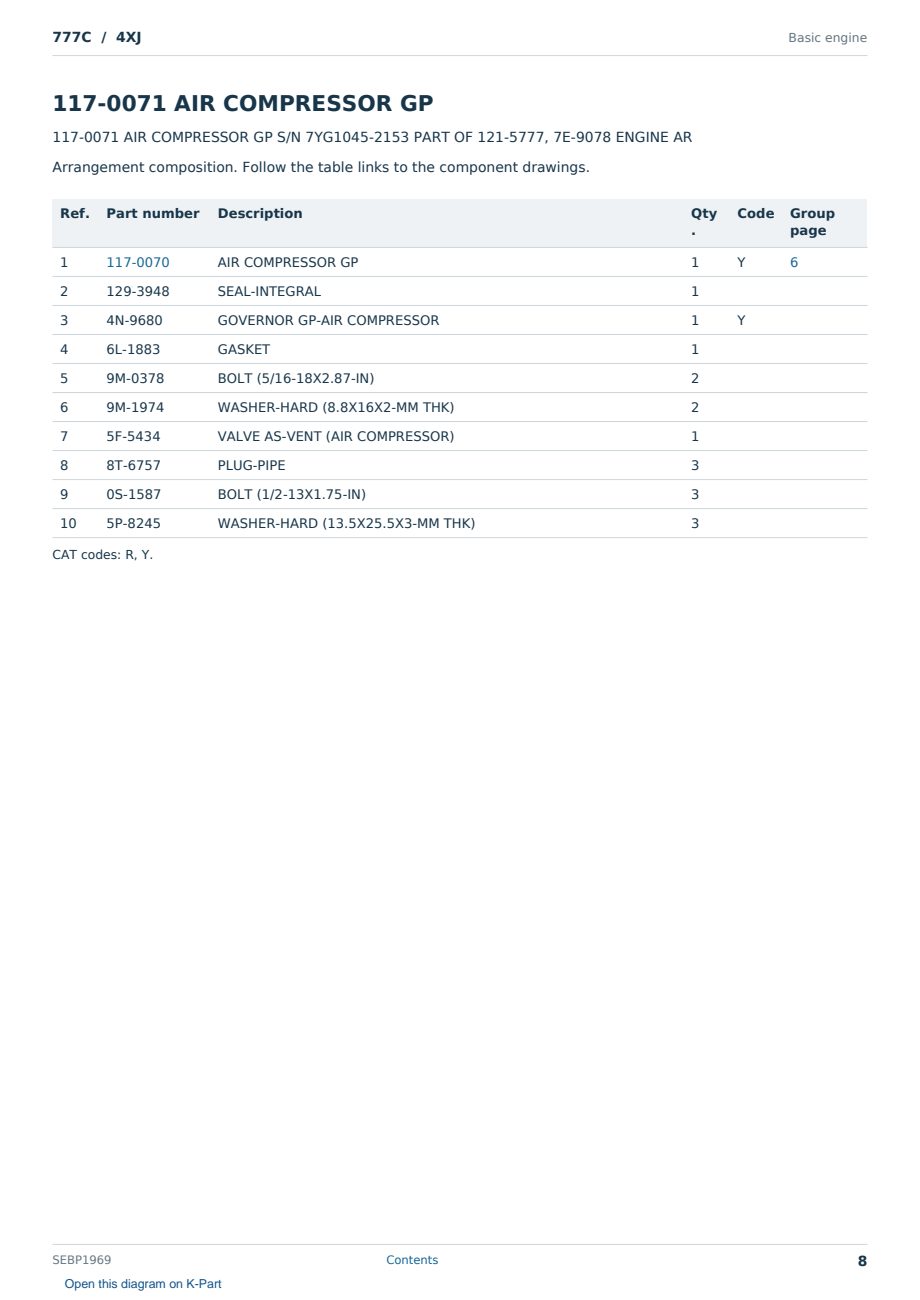 Caterpillar 777C S/N 4XJ Partsbook SEBP1969 (English) - sample page 8 of 10 Caterpillar 777C S/N 4XJ Partsbook SEBP1969 (English) - sample page 8 of 10