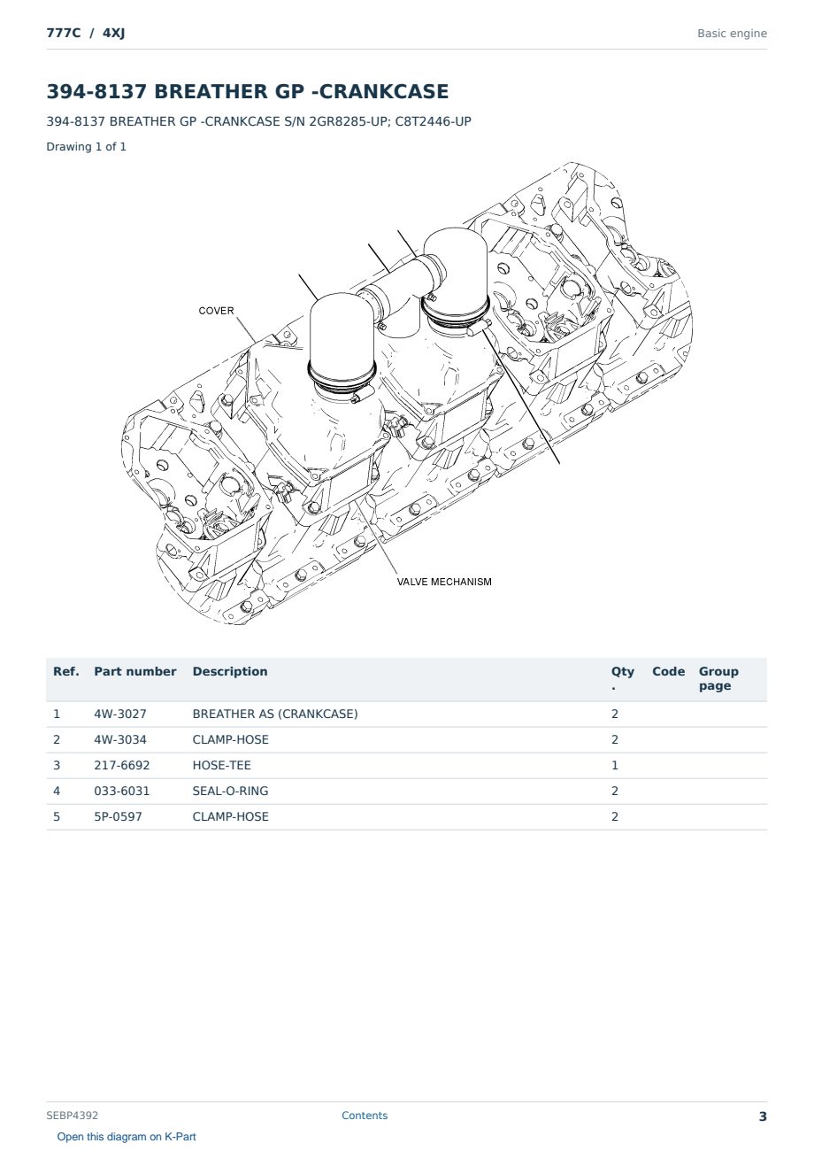 Caterpillar 777C S/N 4XJ Partsbook SEBP4392 (English) - sample page 3 of 10 Caterpillar 777C S/N 4XJ Partsbook SEBP4392 (English) - sample page 3 of 10