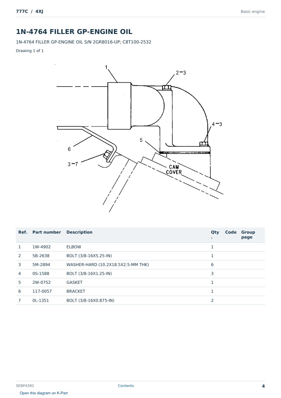 Caterpillar 777C S/N 4XJ Partsbook SEBP4392 (English) - sample page 4 of 10 Caterpillar 777C S/N 4XJ Partsbook SEBP4392 (English) - sample page 4 of 10