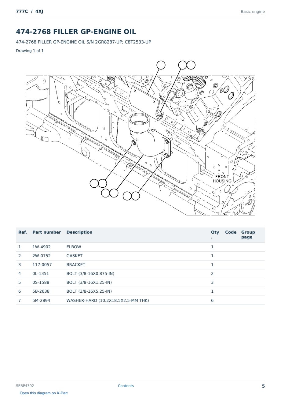 Caterpillar 777C S/N 4XJ Partsbook SEBP4392 (English) - sample page 5 of 10 Caterpillar 777C S/N 4XJ Partsbook SEBP4392 (English) - sample page 5 of 10