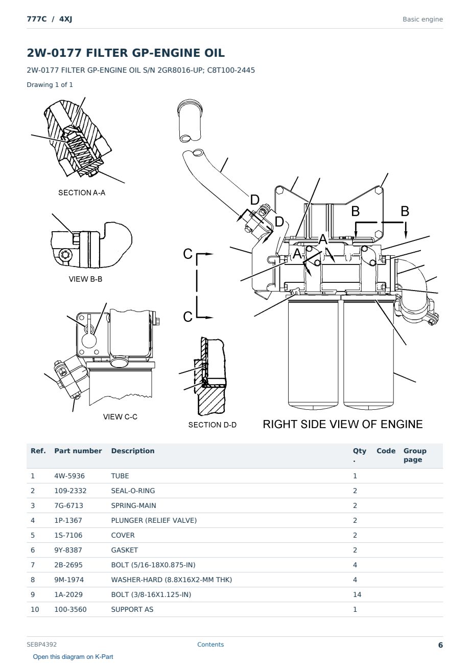 Caterpillar 777C S/N 4XJ Partsbook SEBP4392 (English) - sample page 6 of 10 Caterpillar 777C S/N 4XJ Partsbook SEBP4392 (English) - sample page 6 of 10