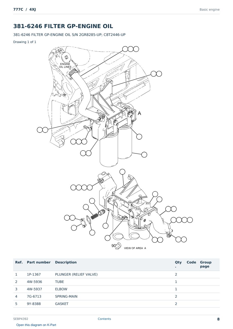 Caterpillar 777C S/N 4XJ Partsbook SEBP4392 (English) - sample page 8 of 10 Caterpillar 777C S/N 4XJ Partsbook SEBP4392 (English) - sample page 8 of 10