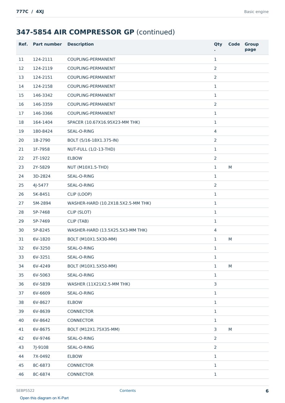 Caterpillar 777C S/N 4XJ Partsbook SEBP5522 (English) - sample page 6 of 10 Caterpillar 777C S/N 4XJ Partsbook SEBP5522 (English) - sample page 6 of 10