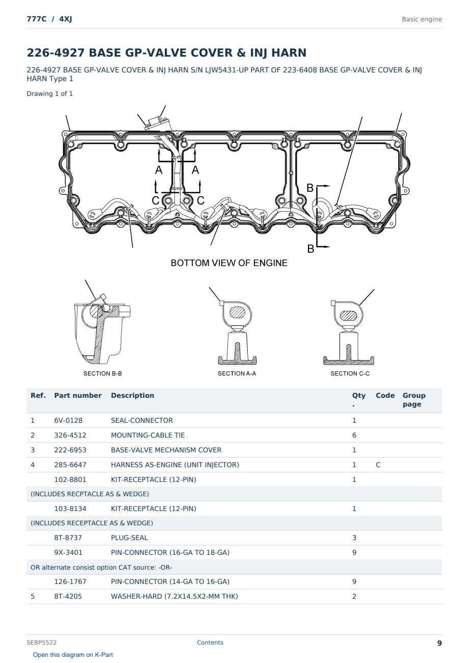 Caterpillar 777C S/N 4XJ Partsbook SEBP5522 (English) - sample page 9 of 10 Caterpillar 777C S/N 4XJ Partsbook SEBP5522 (English) - sample page 9 of 10