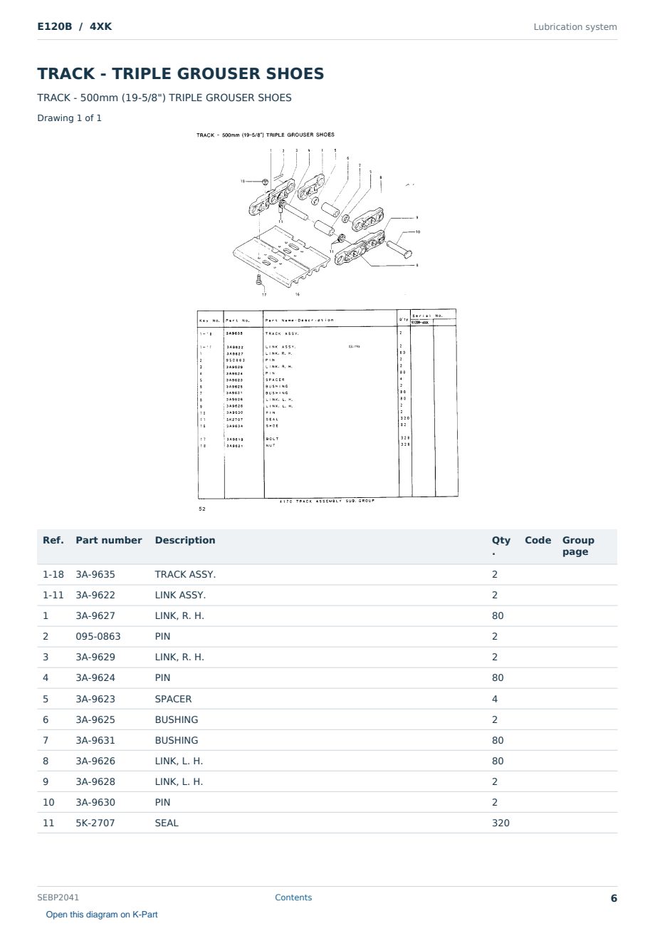 Caterpillar E120B S/N 4XK Partsbook SEBP2041 (English) - sample page 6 of 10 Caterpillar E120B S/N 4XK Partsbook SEBP2041 (English) - sample page 6 of 10