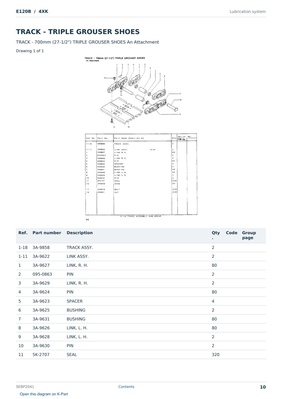 Caterpillar E120B S/N 4XK Partsbook SEBP2041 (English) - sample page 10 of 10 Caterpillar E120B S/N 4XK Partsbook SEBP2041 (English) - sample page 10 of 10