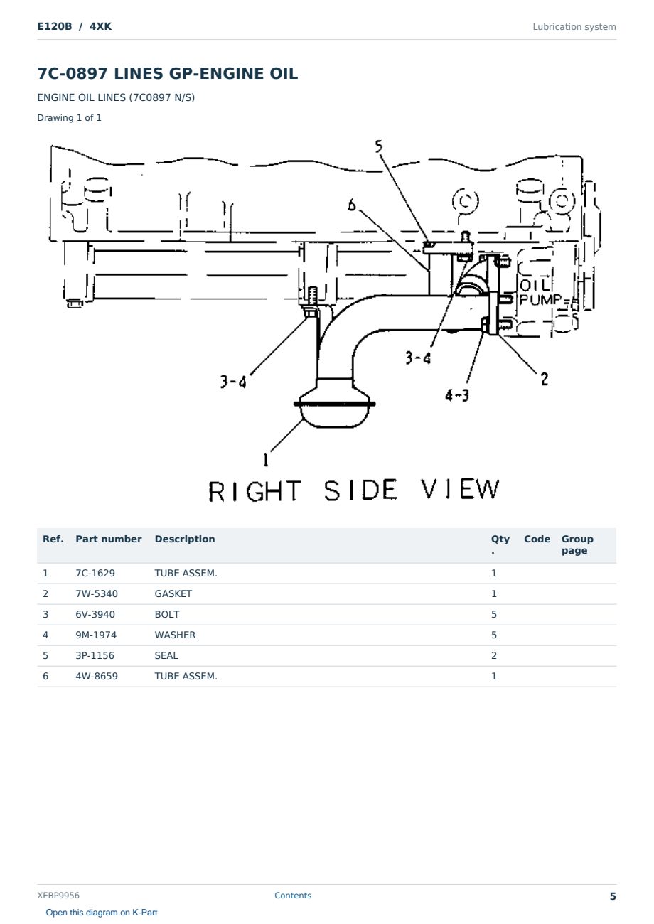Caterpillar E120B S/N 4XK Partsbook XEBP9956 (English) - sample page 5 of 10 Caterpillar E120B S/N 4XK Partsbook XEBP9956 (English) - sample page 5 of 10