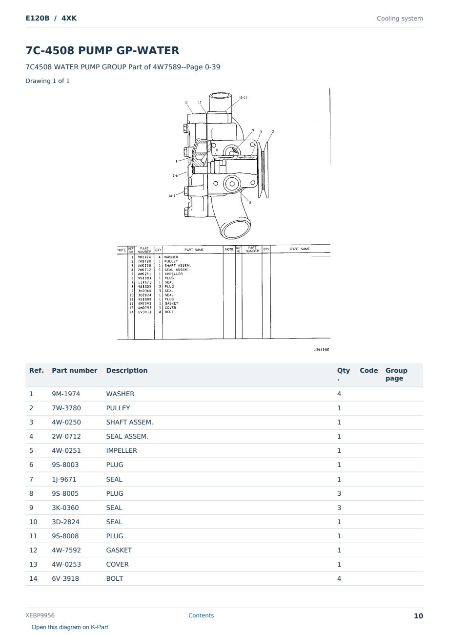 Caterpillar E120B S/N 4XK Partsbook XEBP9956 (English) - sample page 10 of 10 Caterpillar E120B S/N 4XK Partsbook XEBP9956 (English) - sample page 10 of 10