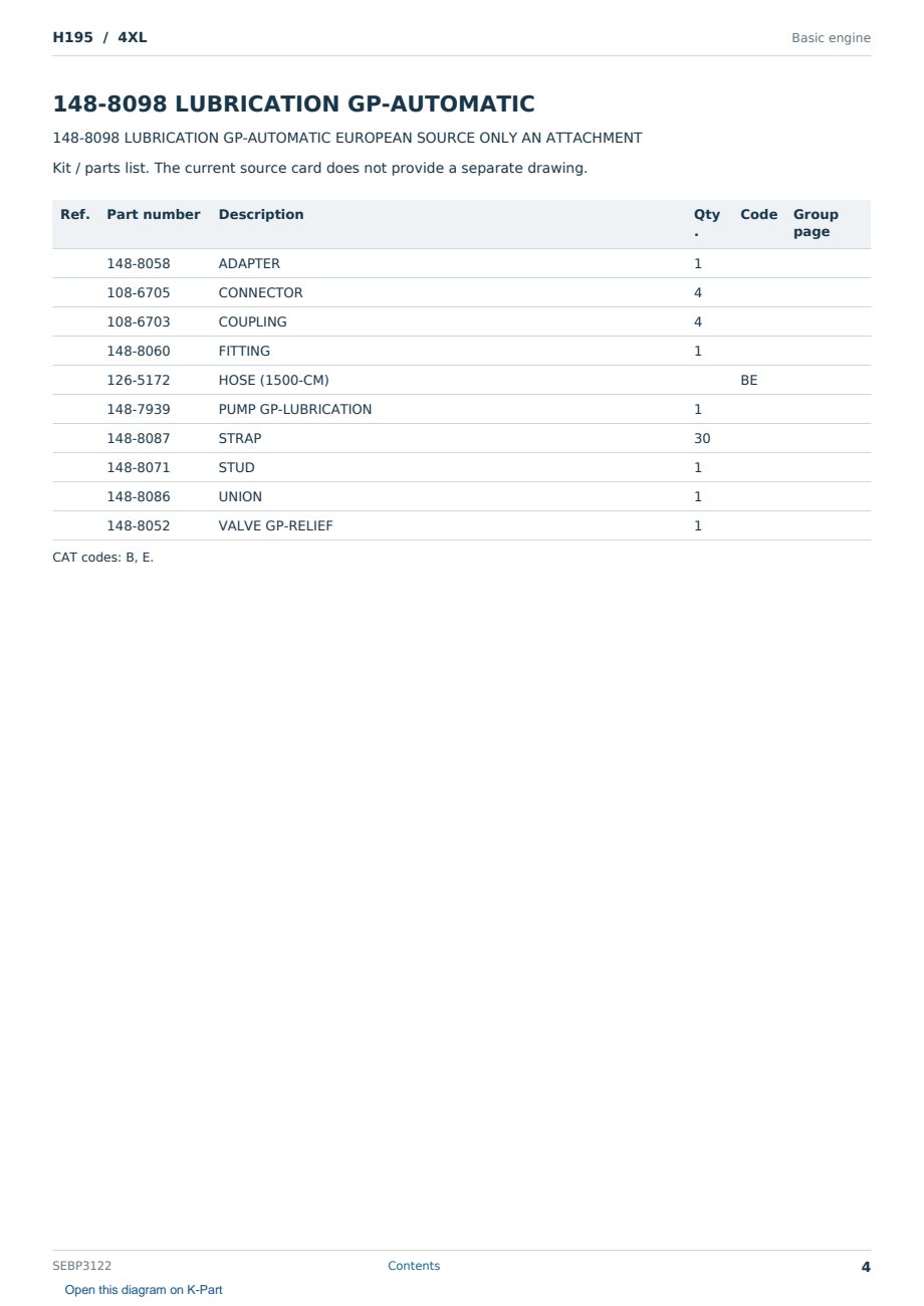 Caterpillar H195 S/N 4XL Partsbook SEBP3122 (English) - sample page 4 of 10 Caterpillar H195 S/N 4XL Partsbook SEBP3122 (English) - sample page 4 of 10