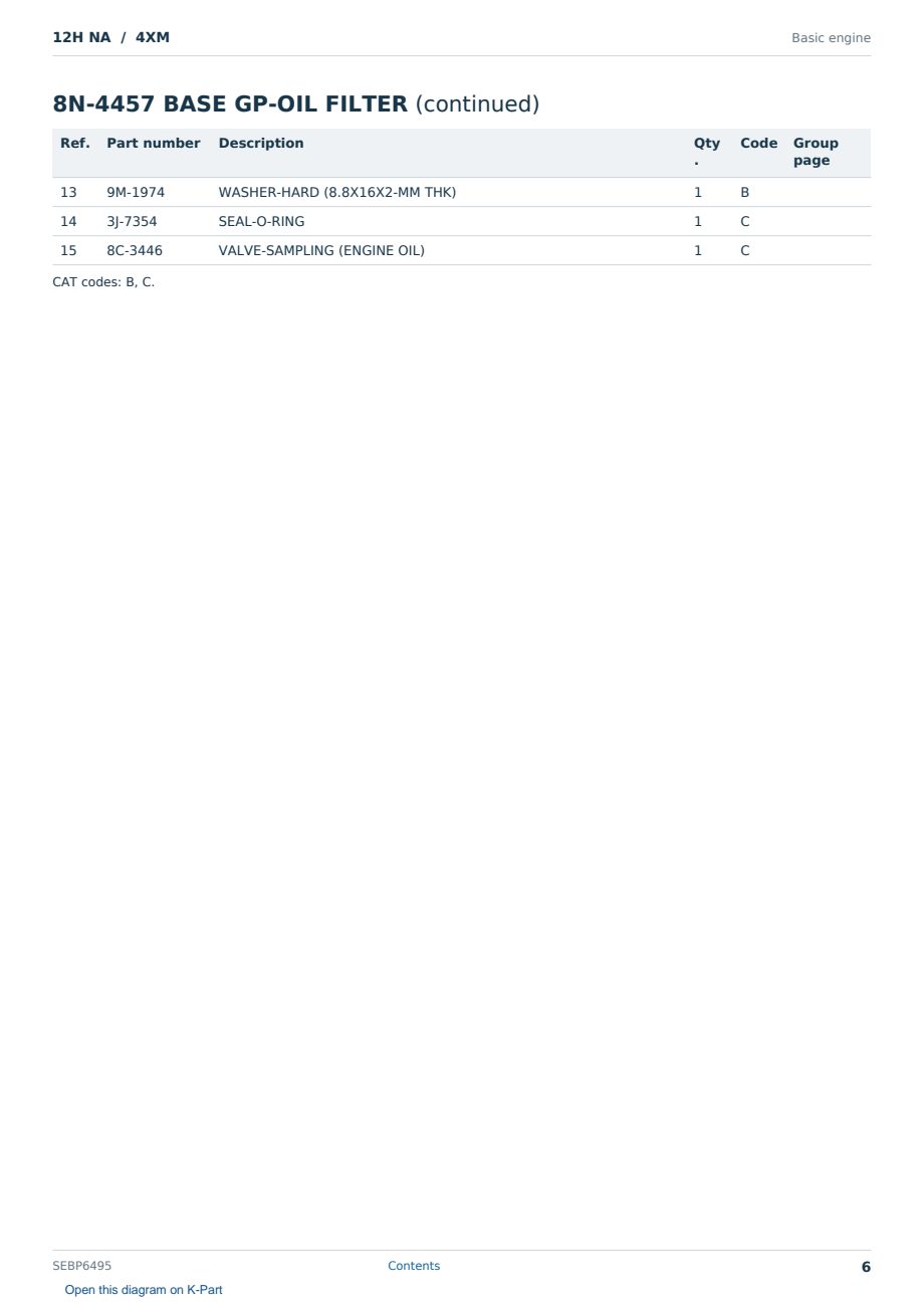 Caterpillar 12H NA S/N 4XM Partsbook SEBP6495 (English) - sample page 6 of 10 Caterpillar 12H NA S/N 4XM Partsbook SEBP6495 (English) - sample page 6 of 10