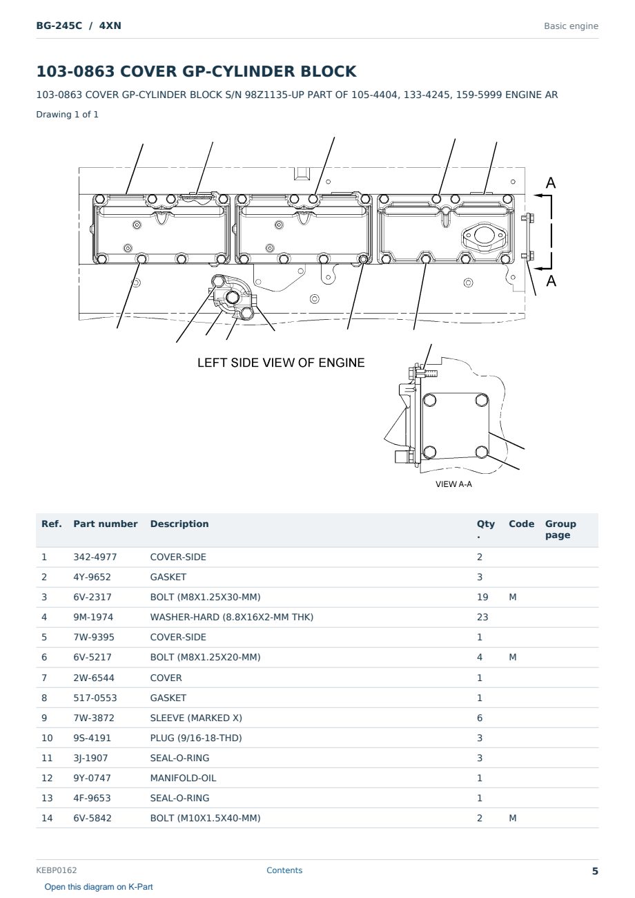 Caterpillar BG-245C S/N 4XN Partsbook KEBP0162 (English) - sample page 5 of 10 Caterpillar BG-245C S/N 4XN Partsbook KEBP0162 (English) - sample page 5 of 10