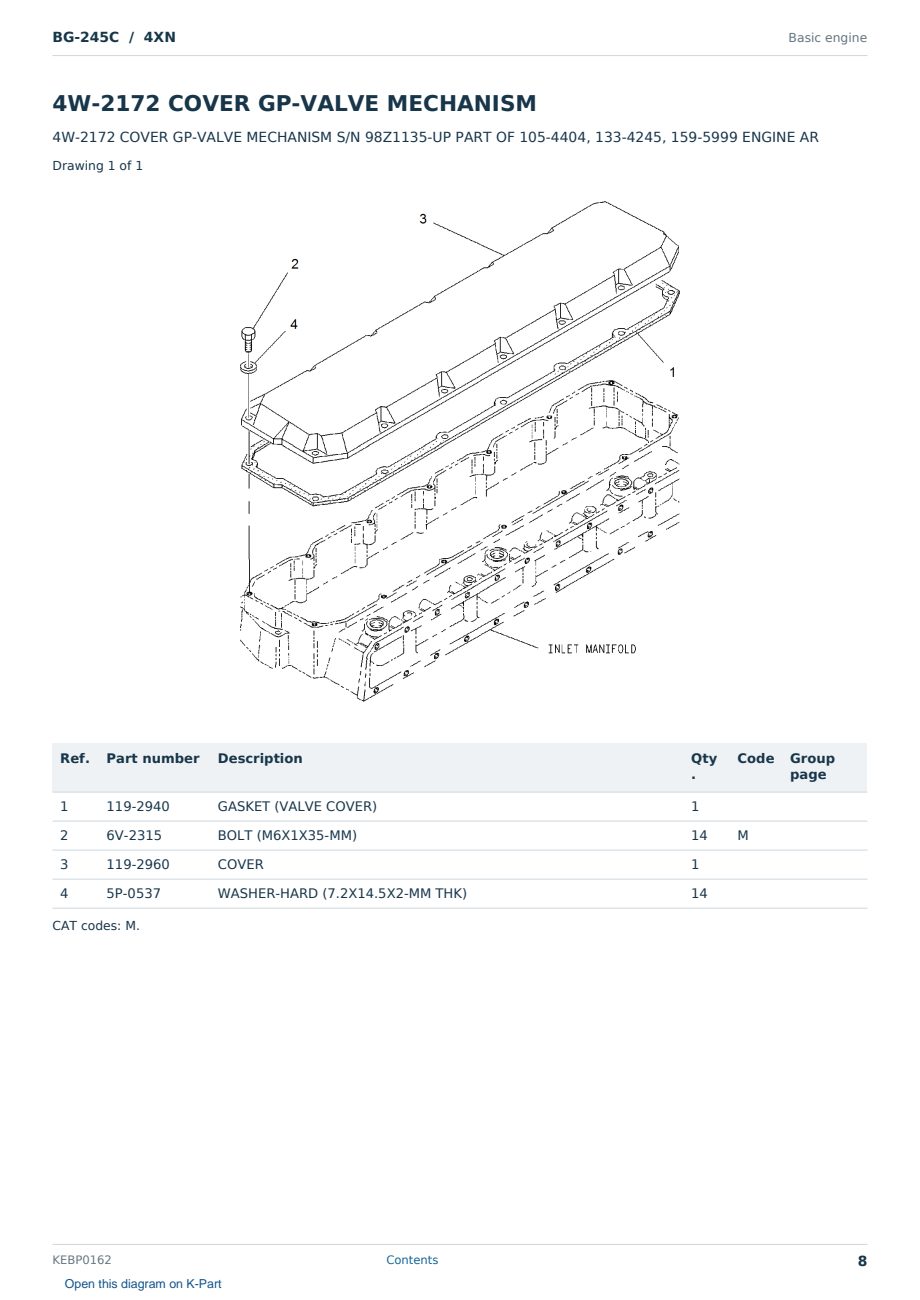 Caterpillar BG-245C S/N 4XN Partsbook KEBP0162 (English) - sample page 8 of 10 Caterpillar BG-245C S/N 4XN Partsbook KEBP0162 (English) - sample page 8 of 10