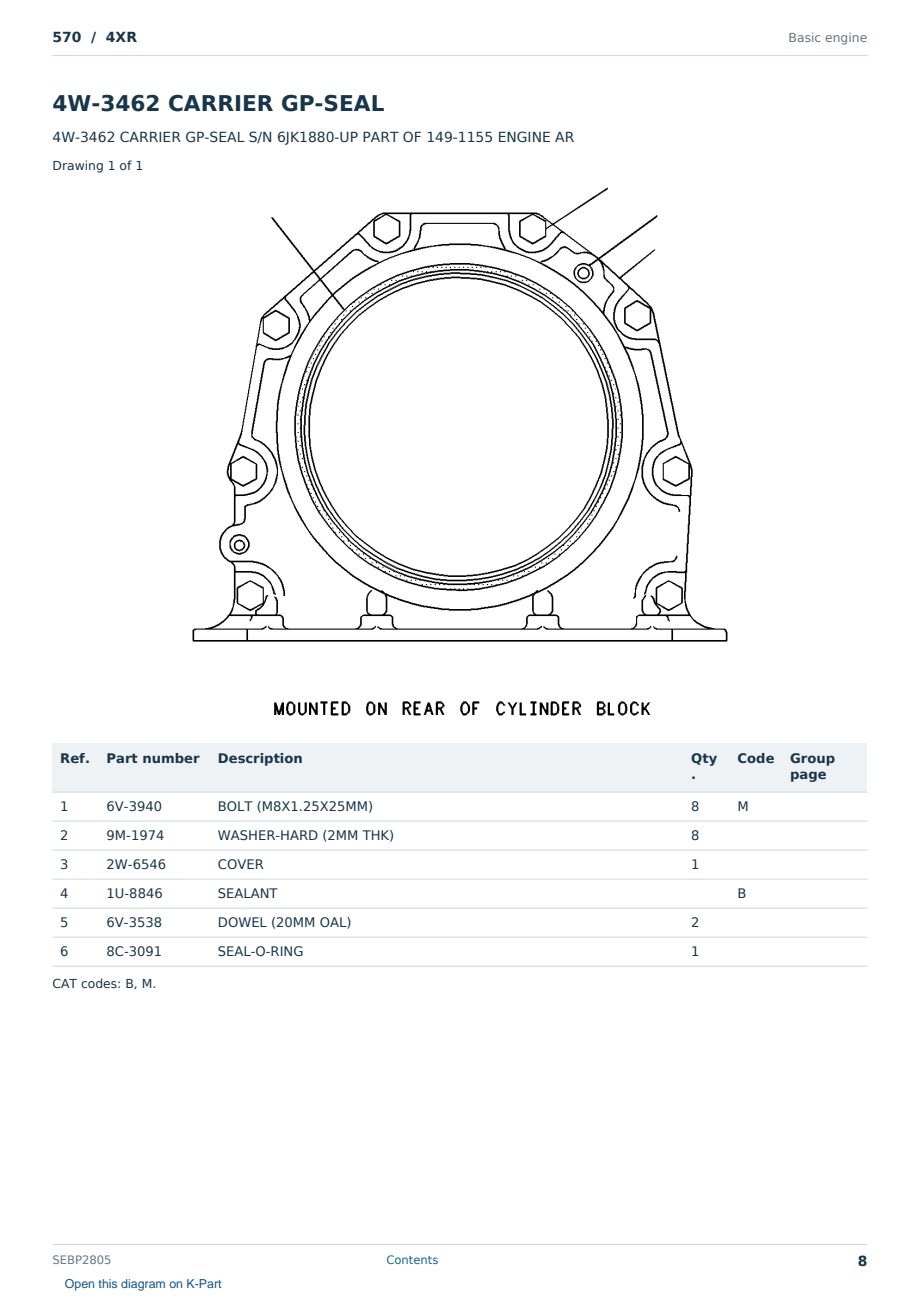 Caterpillar 570 S/N 4XR Partsbook SEBP2805 (English) - sample page 8 of 10 Caterpillar 570 S/N 4XR Partsbook SEBP2805 (English) - sample page 8 of 10