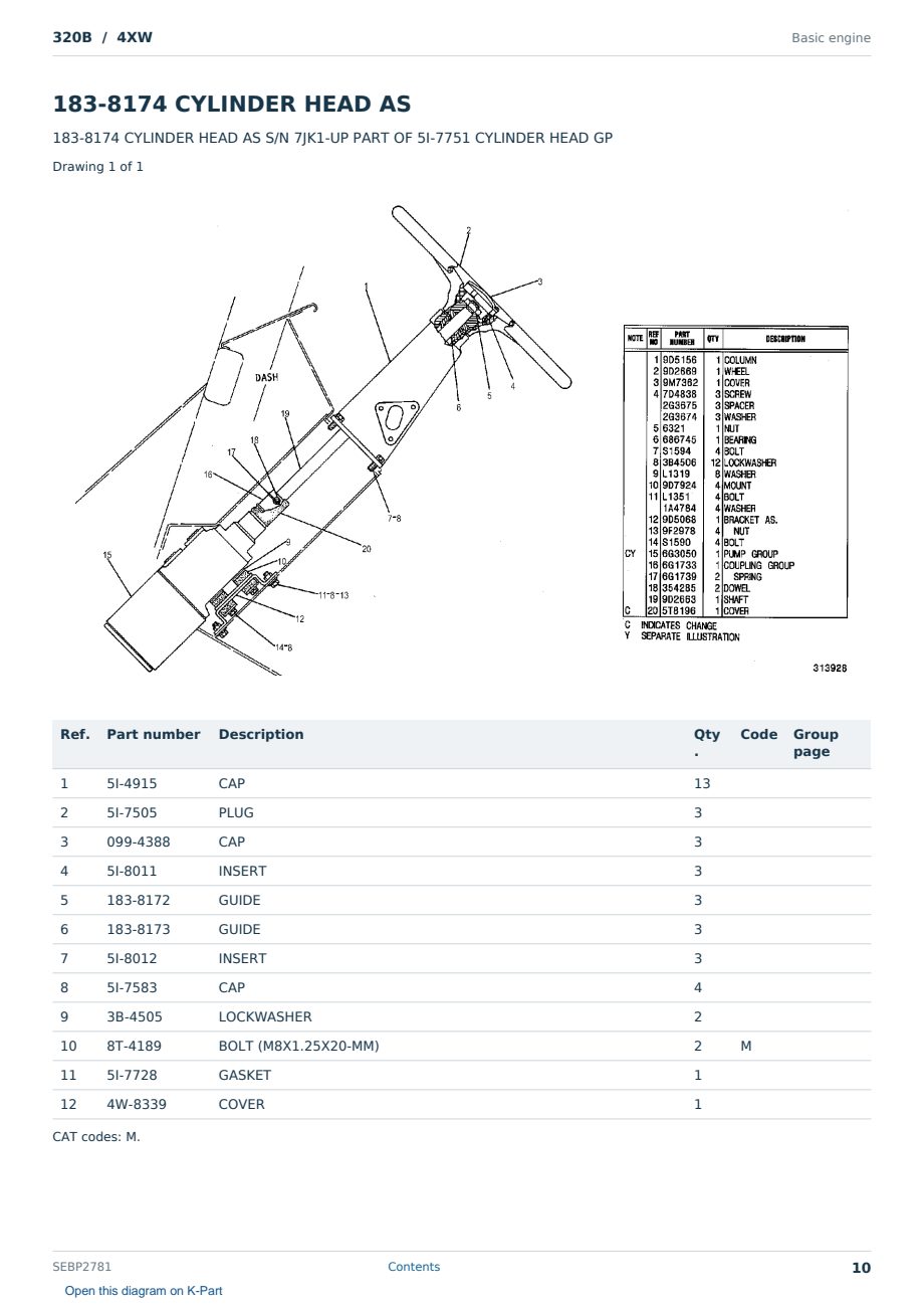 Caterpillar 320B S/N 4XW Partsbook SEBP2781 (English) - sample page 10 of 10 Caterpillar 320B S/N 4XW Partsbook SEBP2781 (English) - sample page 10 of 10