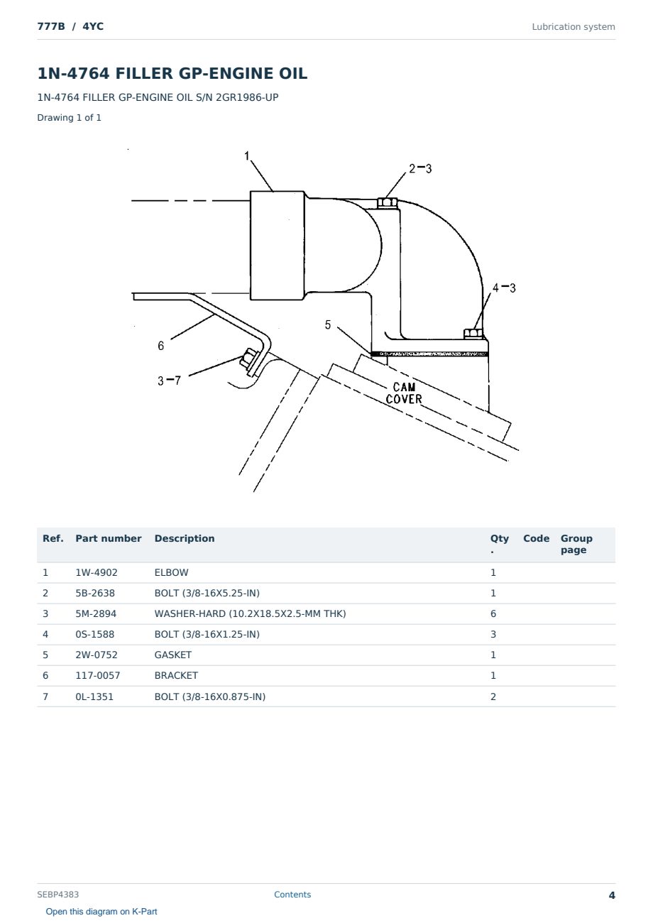 Caterpillar 777B S/N 4YC Partsbook SEBP4383 (English) - sample page 4 of 10 Caterpillar 777B S/N 4YC Partsbook SEBP4383 (English) - sample page 4 of 10