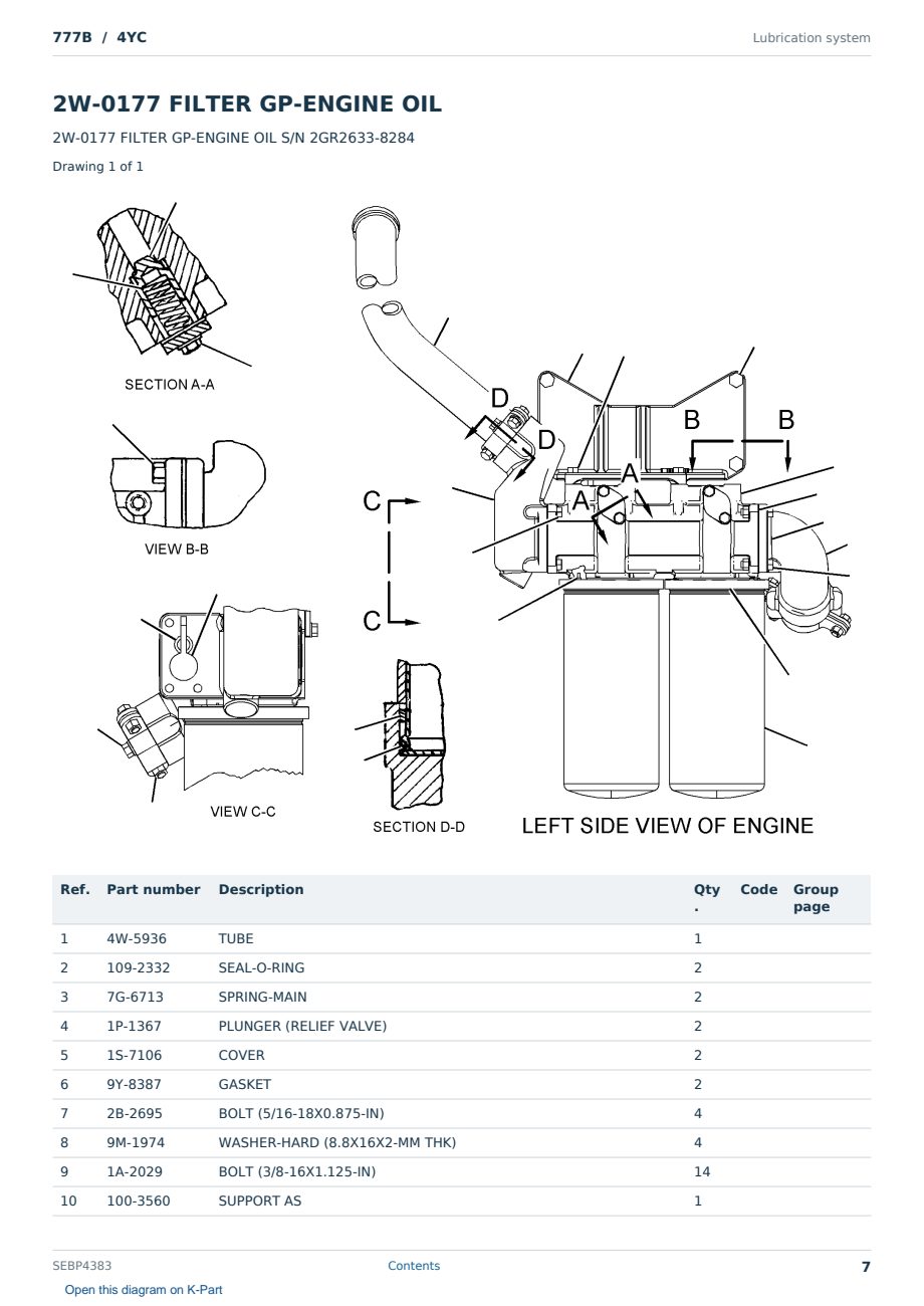 Caterpillar 777B S/N 4YC Partsbook SEBP4383 (English) - sample page 7 of 10 Caterpillar 777B S/N 4YC Partsbook SEBP4383 (English) - sample page 7 of 10