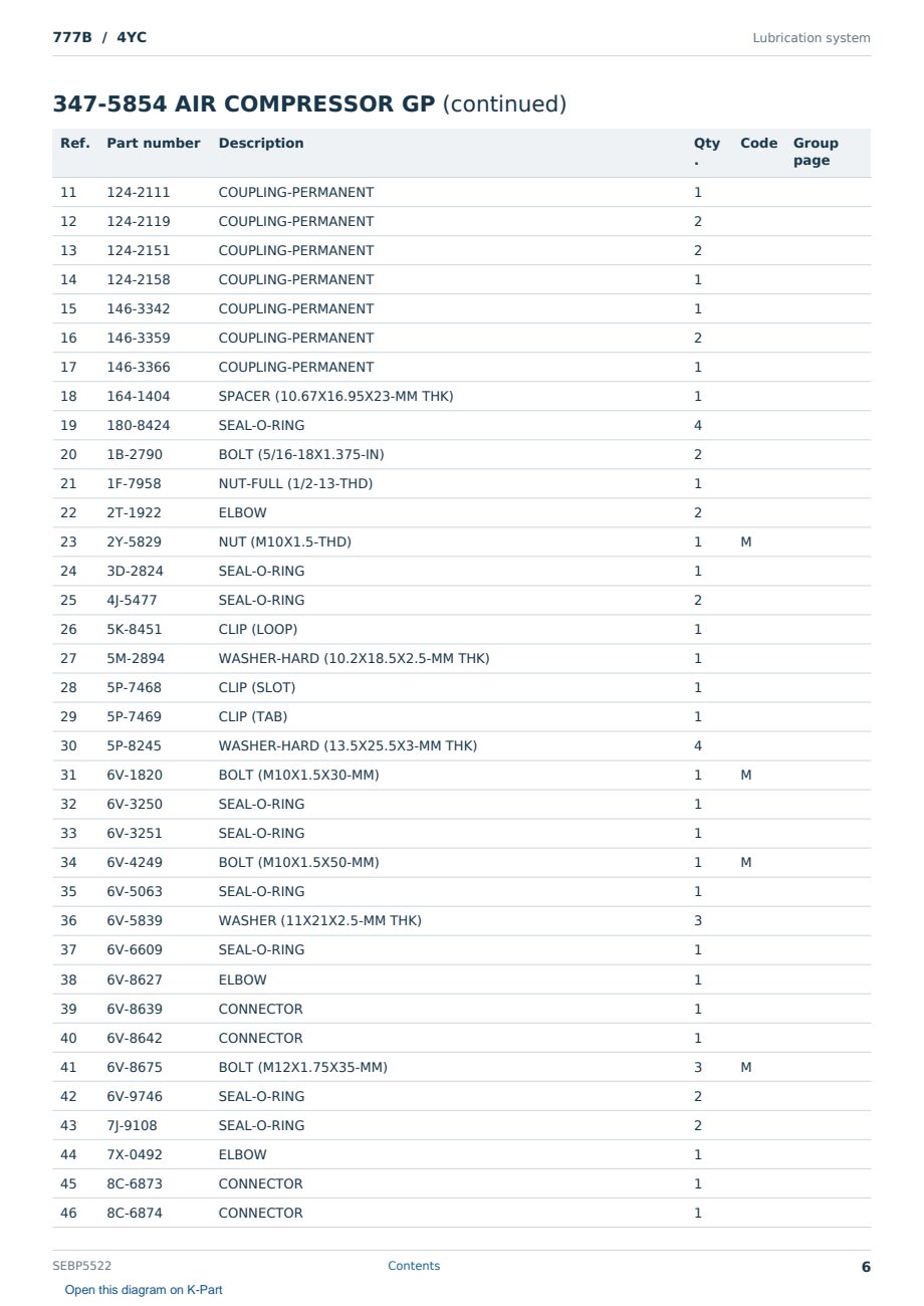 Caterpillar 777B S/N 4YC Partsbook SEBP5522 (English) - sample page 6 of 10 Caterpillar 777B S/N 4YC Partsbook SEBP5522 (English) - sample page 6 of 10