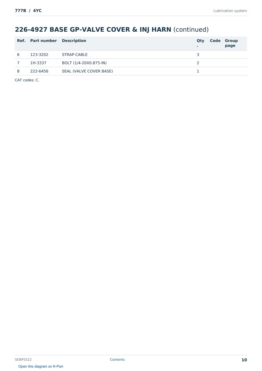 Caterpillar 777B S/N 4YC Partsbook SEBP5522 (English) - sample page 10 of 10 Caterpillar 777B S/N 4YC Partsbook SEBP5522 (English) - sample page 10 of 10