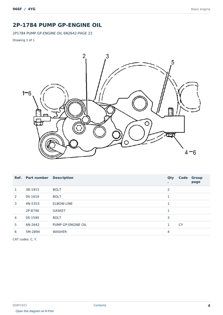 Caterpillar 966F S/N 4YG Partsbook SEBP1925 (English) - sample page 4 of 10 Caterpillar 966F S/N 4YG Partsbook SEBP1925 (English) - sample page 4 of 10