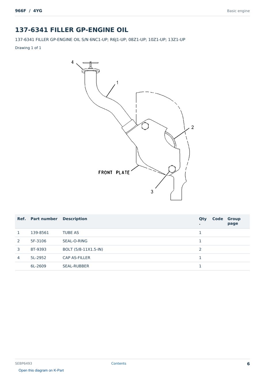 Caterpillar 966F S/N 4YG Partsbook SEBP6493 (English) - sample page 6 of 10 Caterpillar 966F S/N 4YG Partsbook SEBP6493 (English) - sample page 6 of 10