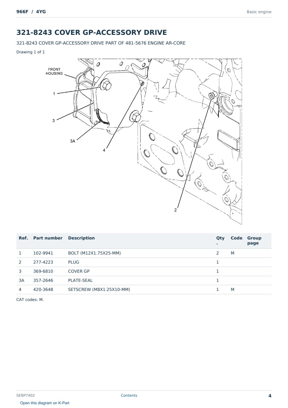 Caterpillar 966F S/N 4YG Partsbook SEBP7402 (English) - sample page 4 of 10 Caterpillar 966F S/N 4YG Partsbook SEBP7402 (English) - sample page 4 of 10