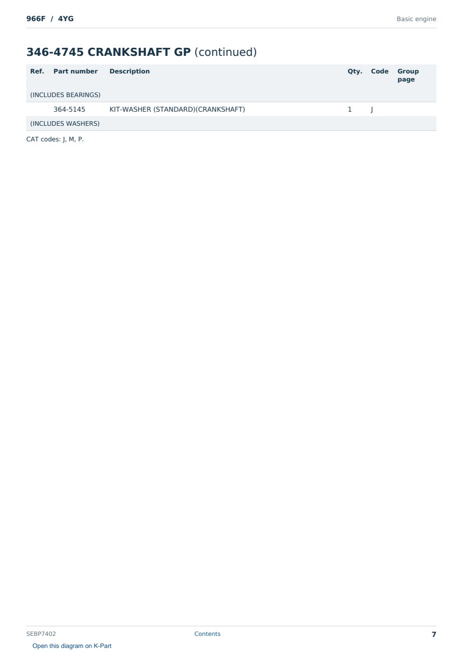 Caterpillar 966F S/N 4YG Partsbook SEBP7402 (English) - sample page 7 of 10 Caterpillar 966F S/N 4YG Partsbook SEBP7402 (English) - sample page 7 of 10