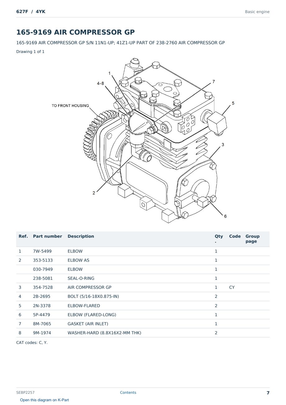 Caterpillar 627F S/N 4YK Partsbook SEBP2257 (English) - sample page 7 of 10 Caterpillar 627F S/N 4YK Partsbook SEBP2257 (English) - sample page 7 of 10