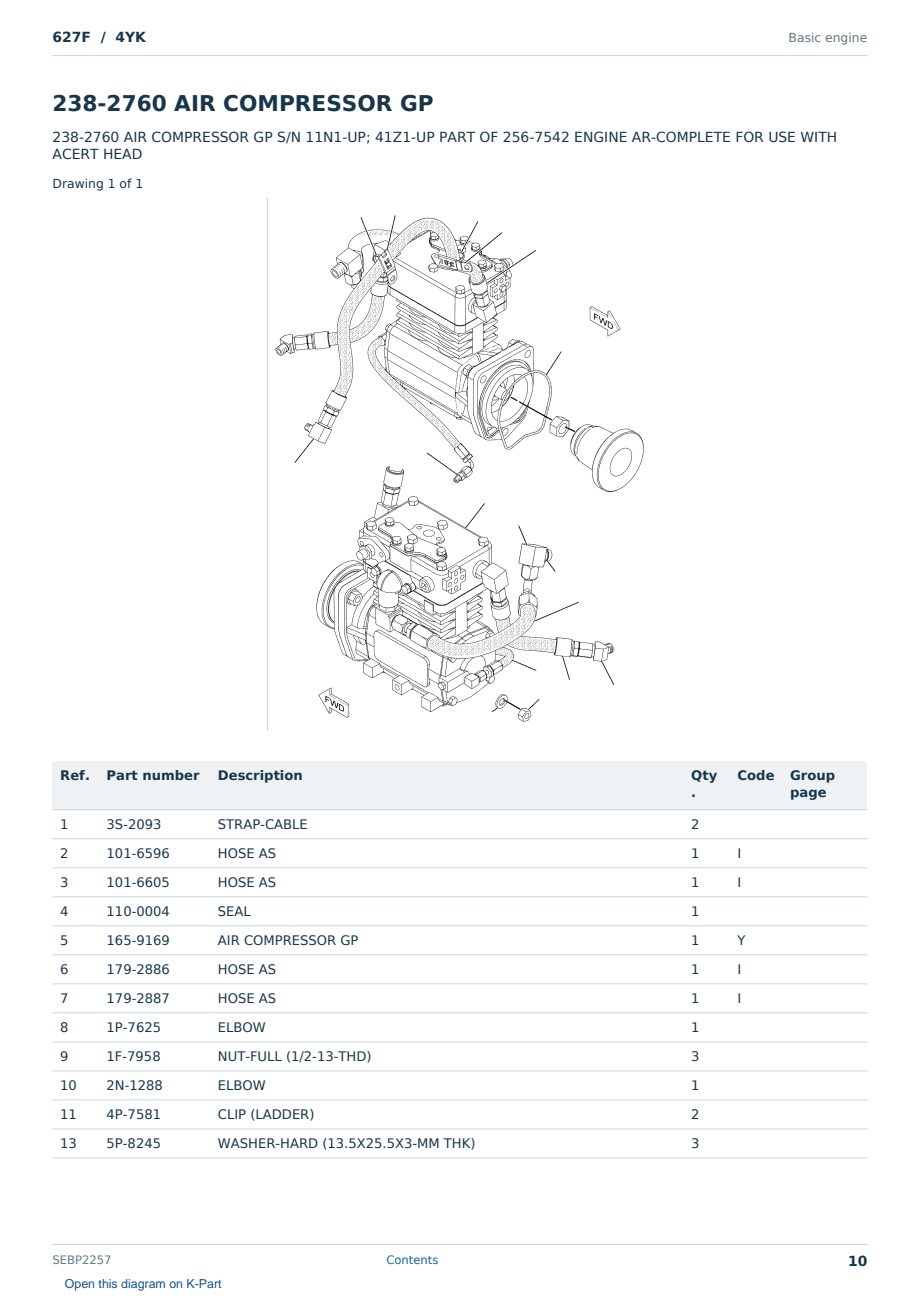 Caterpillar 627F S/N 4YK Partsbook SEBP2257 (English) - sample page 10 of 10 Caterpillar 627F S/N 4YK Partsbook SEBP2257 (English) - sample page 10 of 10