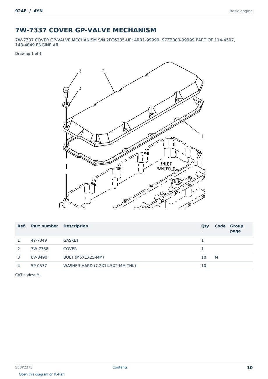 Caterpillar 924F S/N 4YN Partsbook SEBP2375 (English) - sample page 10 of 10 Caterpillar 924F S/N 4YN Partsbook SEBP2375 (English) - sample page 10 of 10