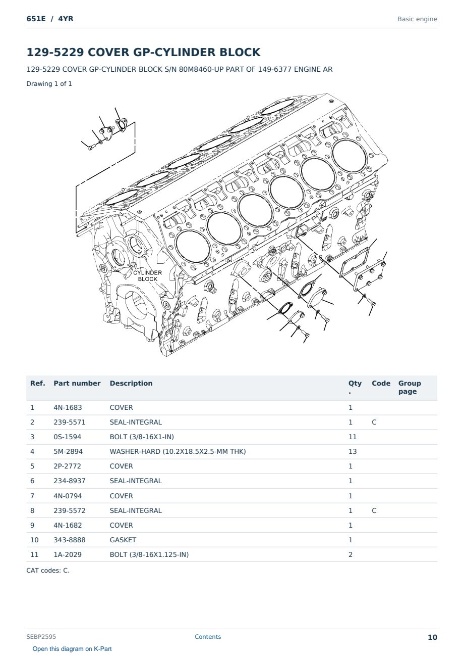Caterpillar 651E S/N 4YR Partsbook SEBP2595 (English) - sample page 10 of 10 Caterpillar 651E S/N 4YR Partsbook SEBP2595 (English) - sample page 10 of 10