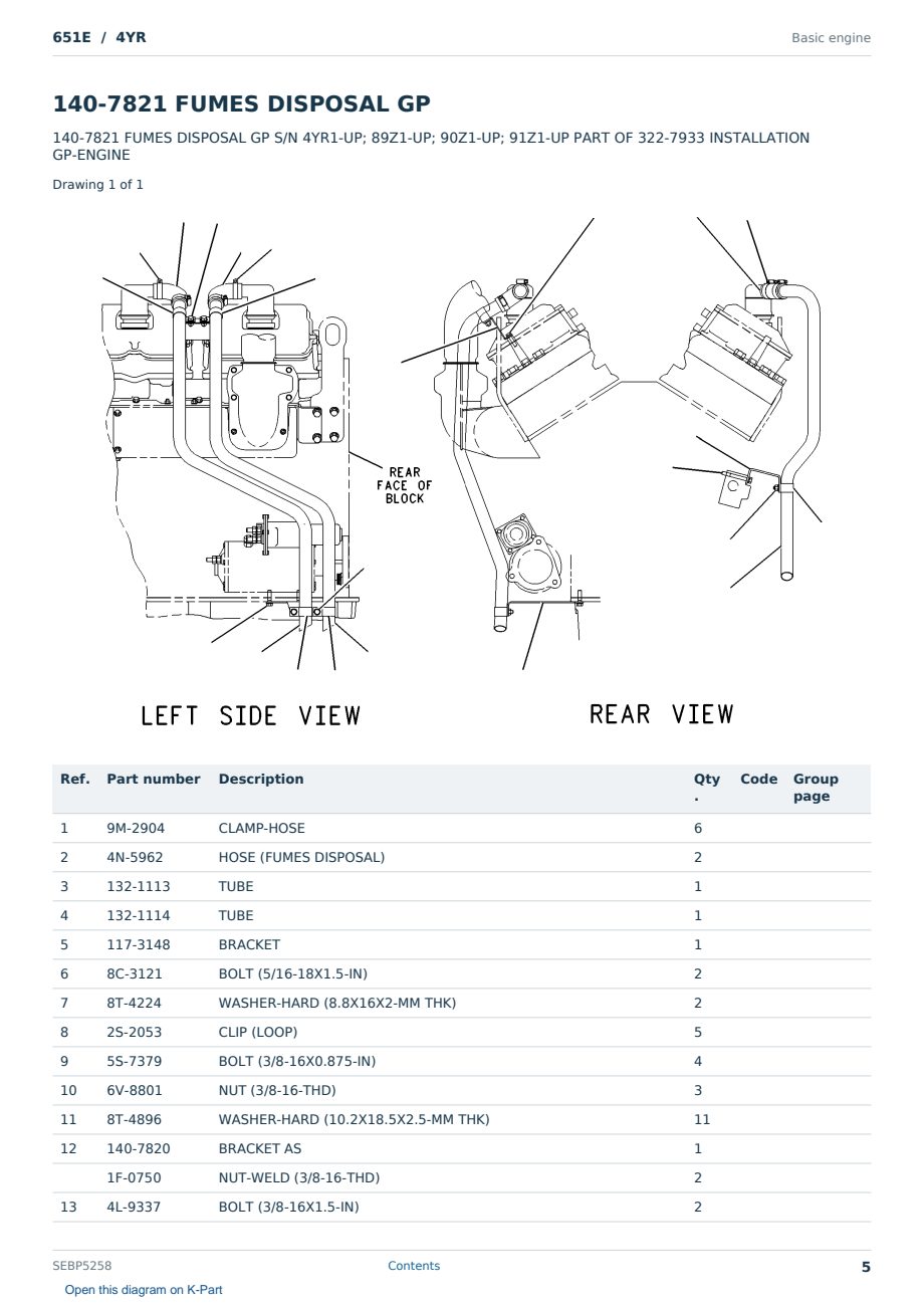 Caterpillar 651E S/N 4YR Partsbook SEBP5258 (English) - sample page 5 of 10 Caterpillar 651E S/N 4YR Partsbook SEBP5258 (English) - sample page 5 of 10