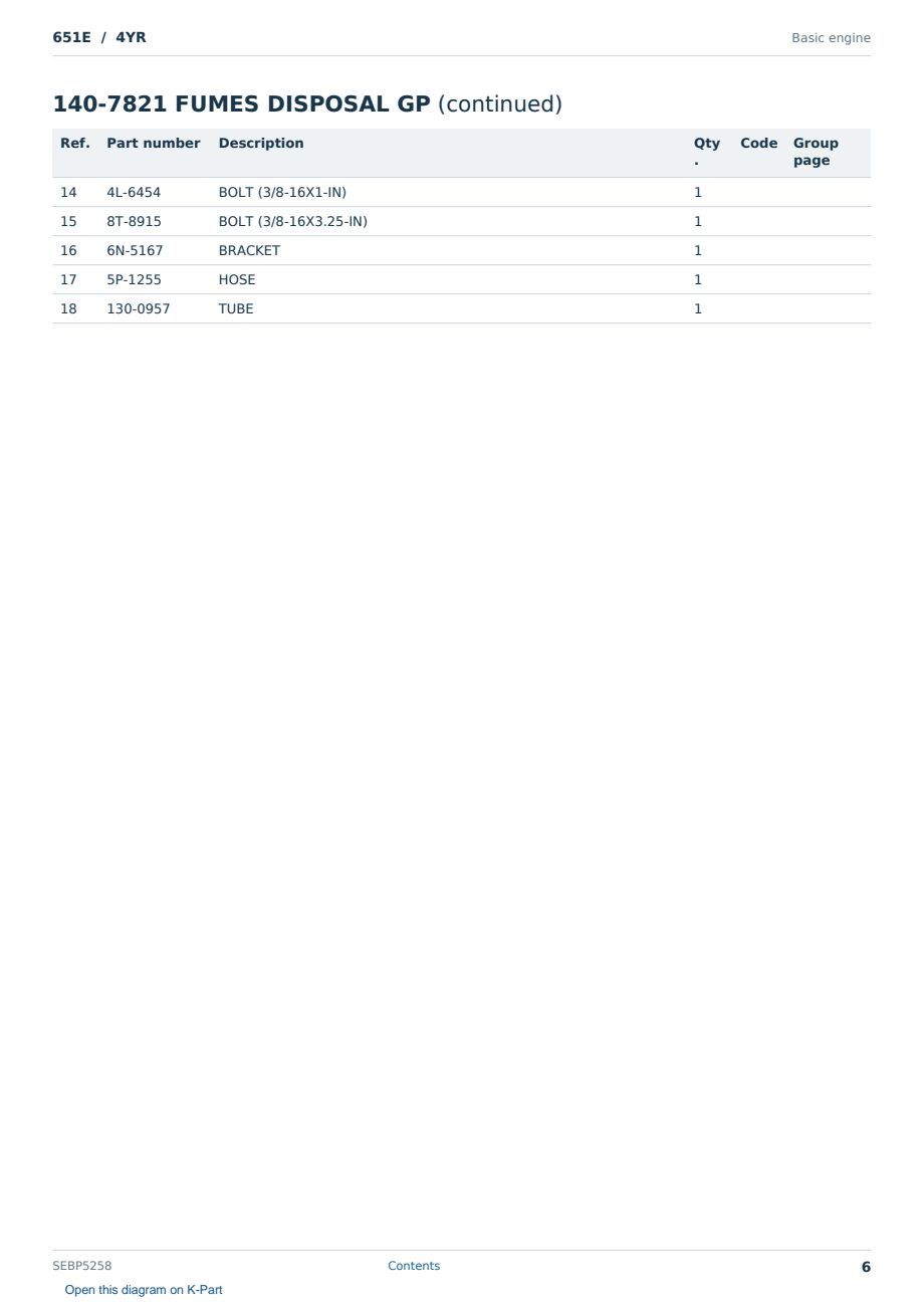 Caterpillar 651E S/N 4YR Partsbook SEBP5258 (English) - sample page 6 of 10 Caterpillar 651E S/N 4YR Partsbook SEBP5258 (English) - sample page 6 of 10