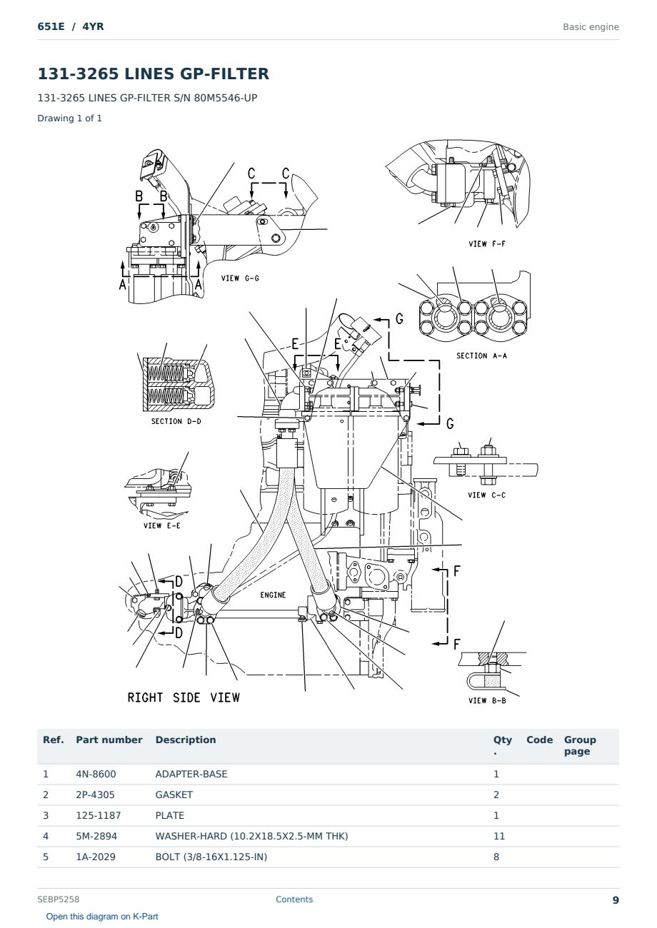 Caterpillar 651E S/N 4YR Partsbook SEBP5258 (English) - sample page 9 of 10 Caterpillar 651E S/N 4YR Partsbook SEBP5258 (English) - sample page 9 of 10