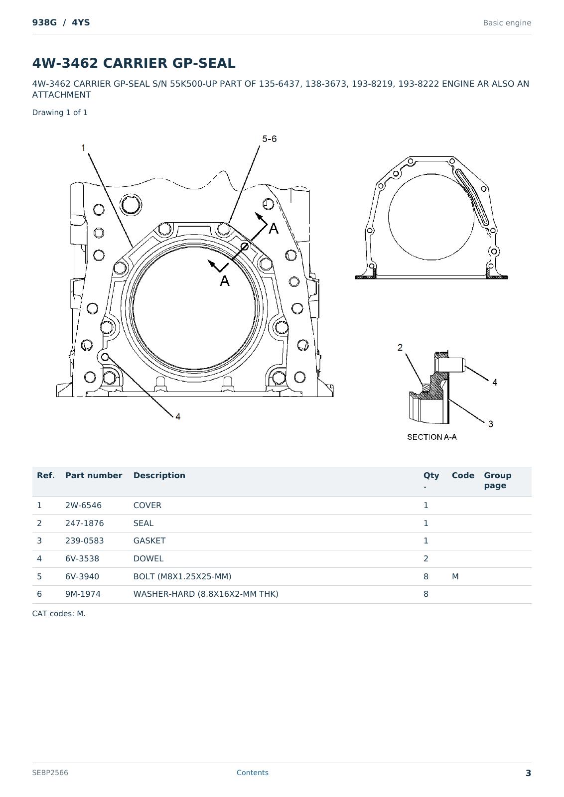 Caterpillar 938G S/N 4YS Partsbook SEBP2566 (English) - sample page 3 of 10 Caterpillar 938G S/N 4YS Partsbook SEBP2566 (English) - sample page 3 of 10