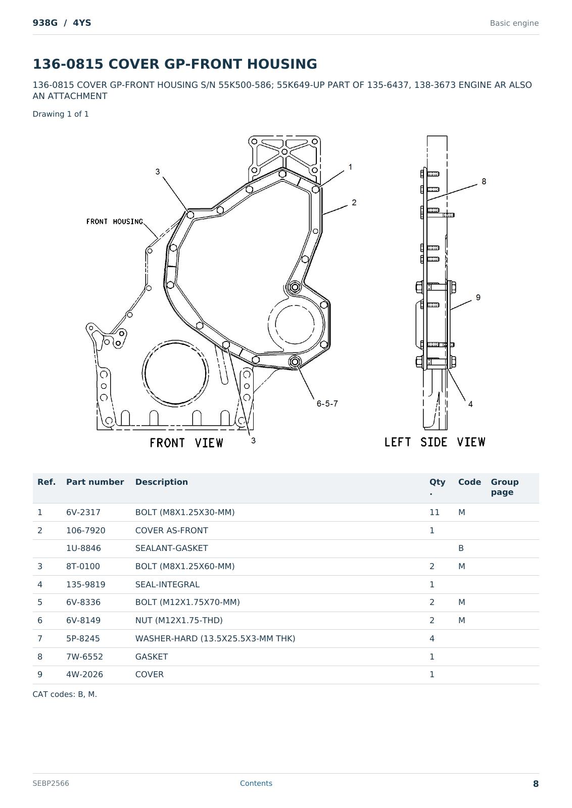 Caterpillar 938G S/N 4YS Partsbook SEBP2566 (English) - sample page 8 of 10 Caterpillar 938G S/N 4YS Partsbook SEBP2566 (English) - sample page 8 of 10