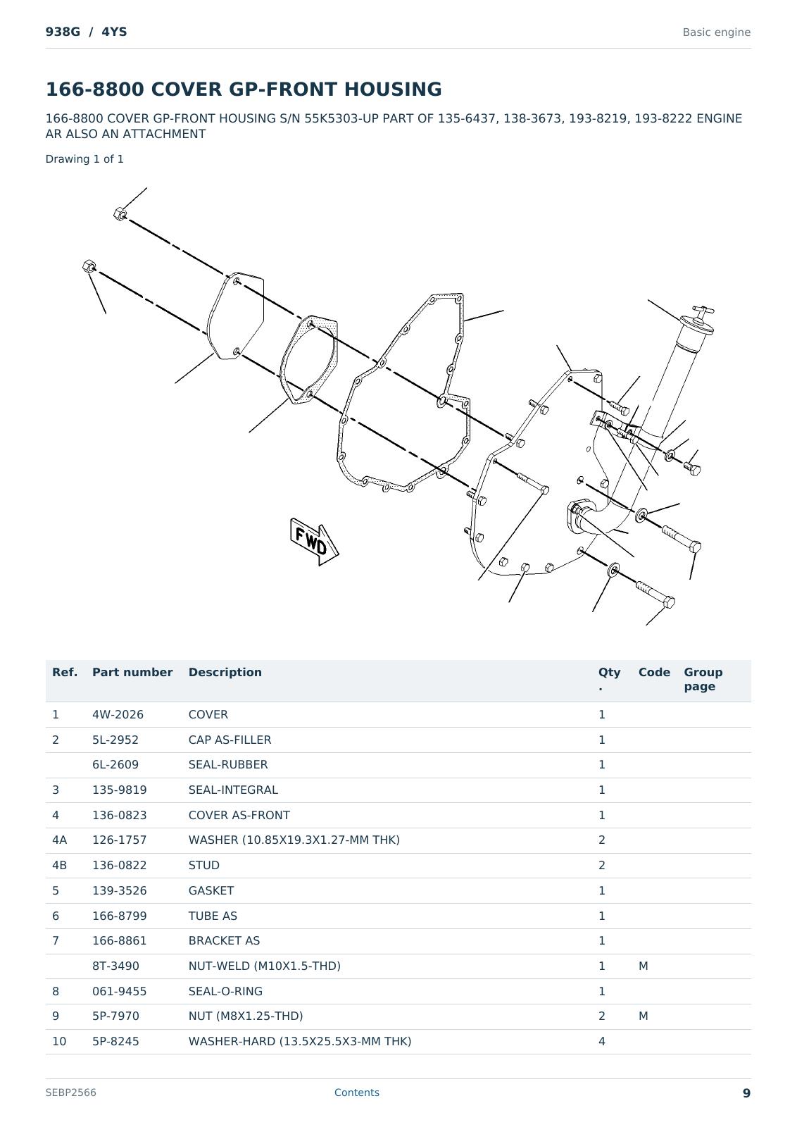Caterpillar 938G S/N 4YS Partsbook SEBP2566 (English) - sample page 9 of 10 Caterpillar 938G S/N 4YS Partsbook SEBP2566 (English) - sample page 9 of 10