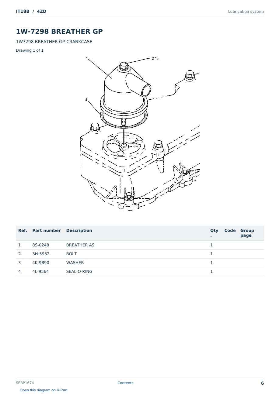 Caterpillar IT18B S/N 4ZD Partsbook SEBP1674 (English) - sample page 6 of 10 Caterpillar IT18B S/N 4ZD Partsbook SEBP1674 (English) - sample page 6 of 10