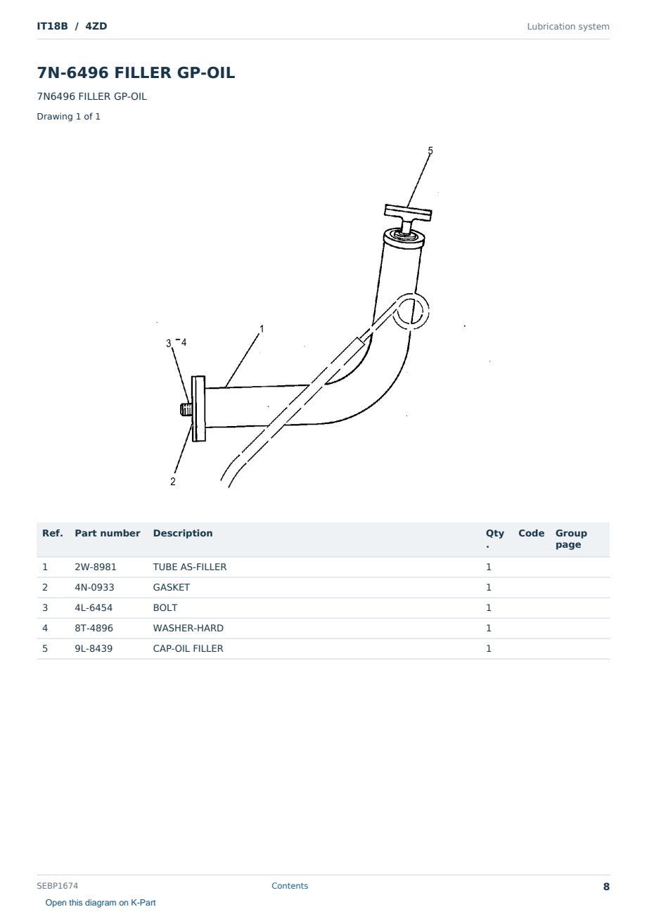 Caterpillar IT18B S/N 4ZD Partsbook SEBP1674 (English) - sample page 8 of 10 Caterpillar IT18B S/N 4ZD Partsbook SEBP1674 (English) - sample page 8 of 10