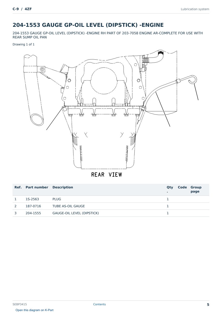 Caterpillar C-9 S/N 4ZF Partsbook SEBP3415 (English) - sample page 5 of 10 Caterpillar C-9 S/N 4ZF Partsbook SEBP3415 (English) - sample page 5 of 10