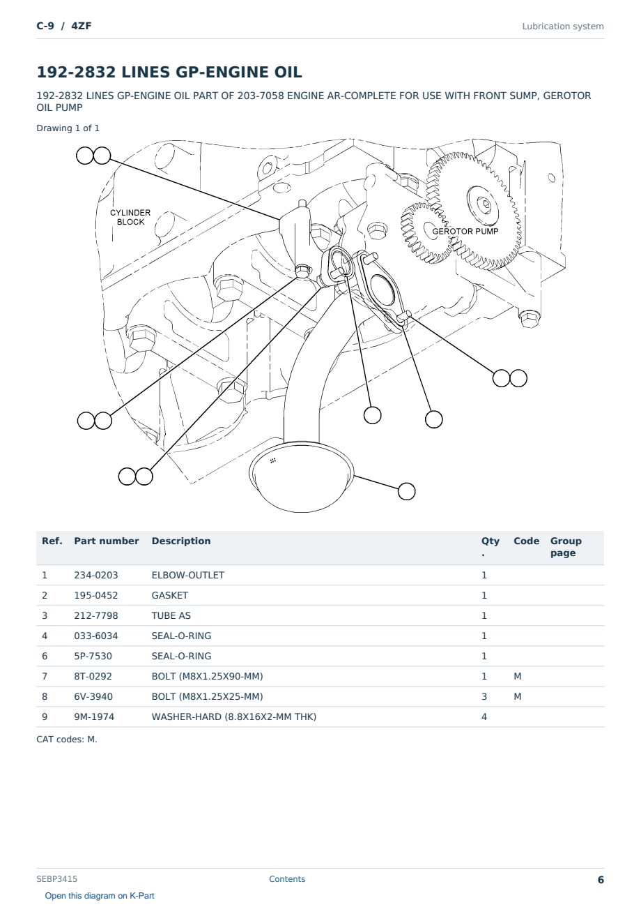 Caterpillar C-9 S/N 4ZF Partsbook SEBP3415 (English) - sample page 6 of 10 Caterpillar C-9 S/N 4ZF Partsbook SEBP3415 (English) - sample page 6 of 10